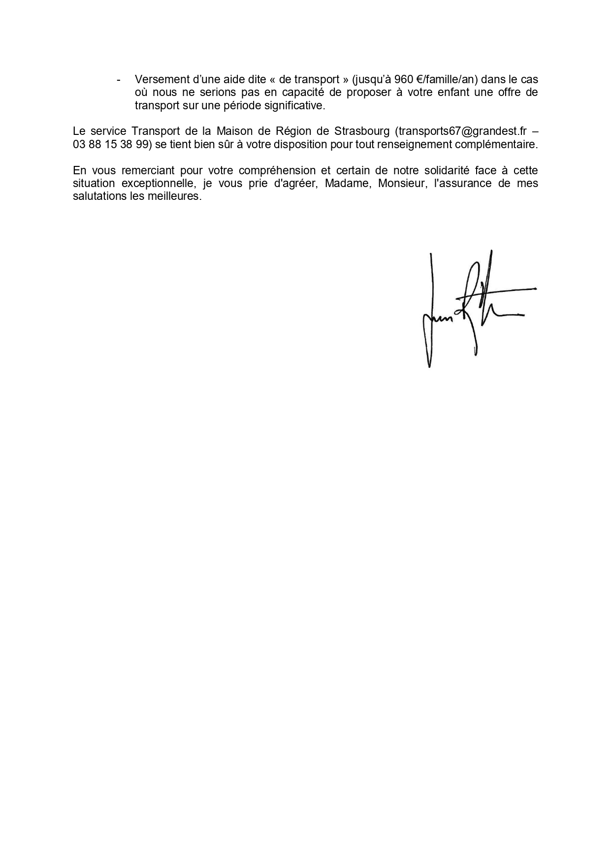 Courrier transport scolaire 2